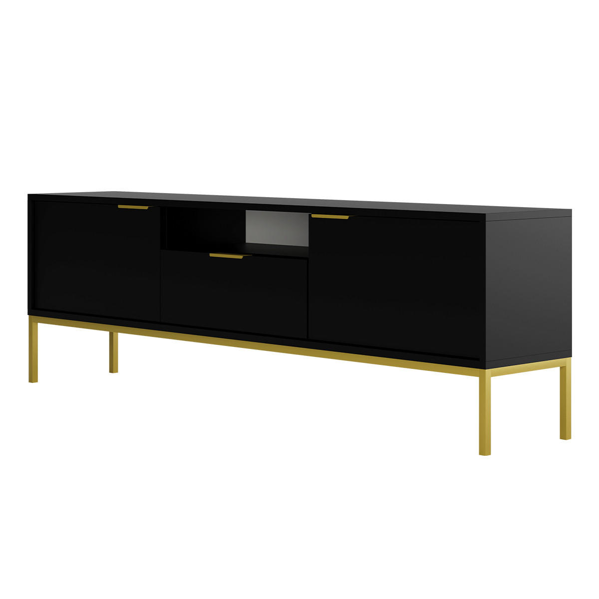 TV-MÖBEL Seattle Schwarz - Schwarz, Holzwerkstoff (33/56.4/175cm) - Petits-meubles
