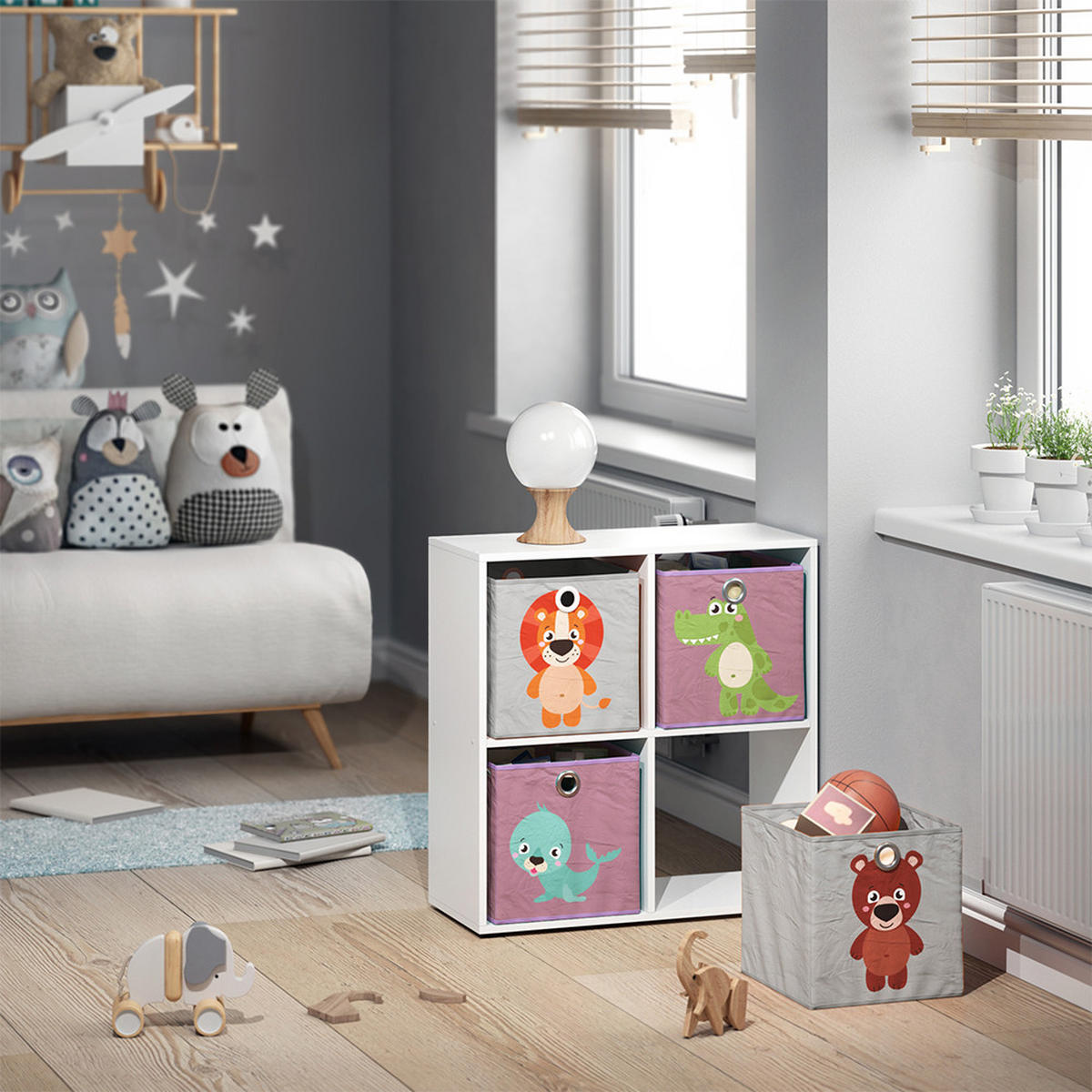 FALTBOX 30 x 30 Grau/Lila 30 x 30 cm 2er Set - Lila/Grau, Wellpappe (30/30cm) - Vicco