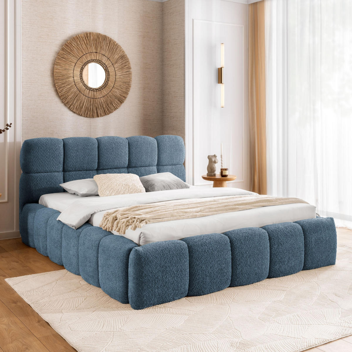 POLSTERBETT mit Stauraum 180x200 cm in Blau - Blau, Textil (180/200cm) - Home Collective