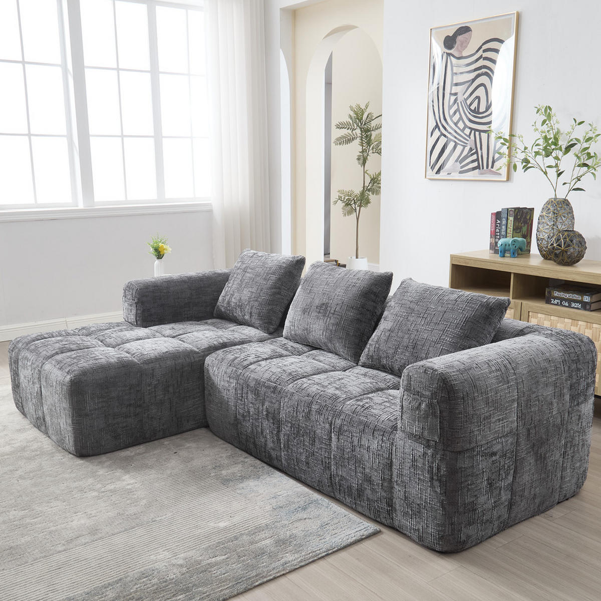 ECKSOFA 250x158cm Grau - Grau, Textil (37/38.5cm) - Raelunyi