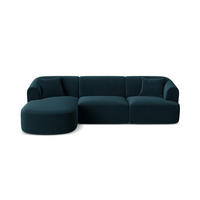 MODULARES-ECKSOFA links Campi aus Samt petrol 4 Sitzplätze - Petrol, Textil (156/256cm) - Cosmopolitan Design