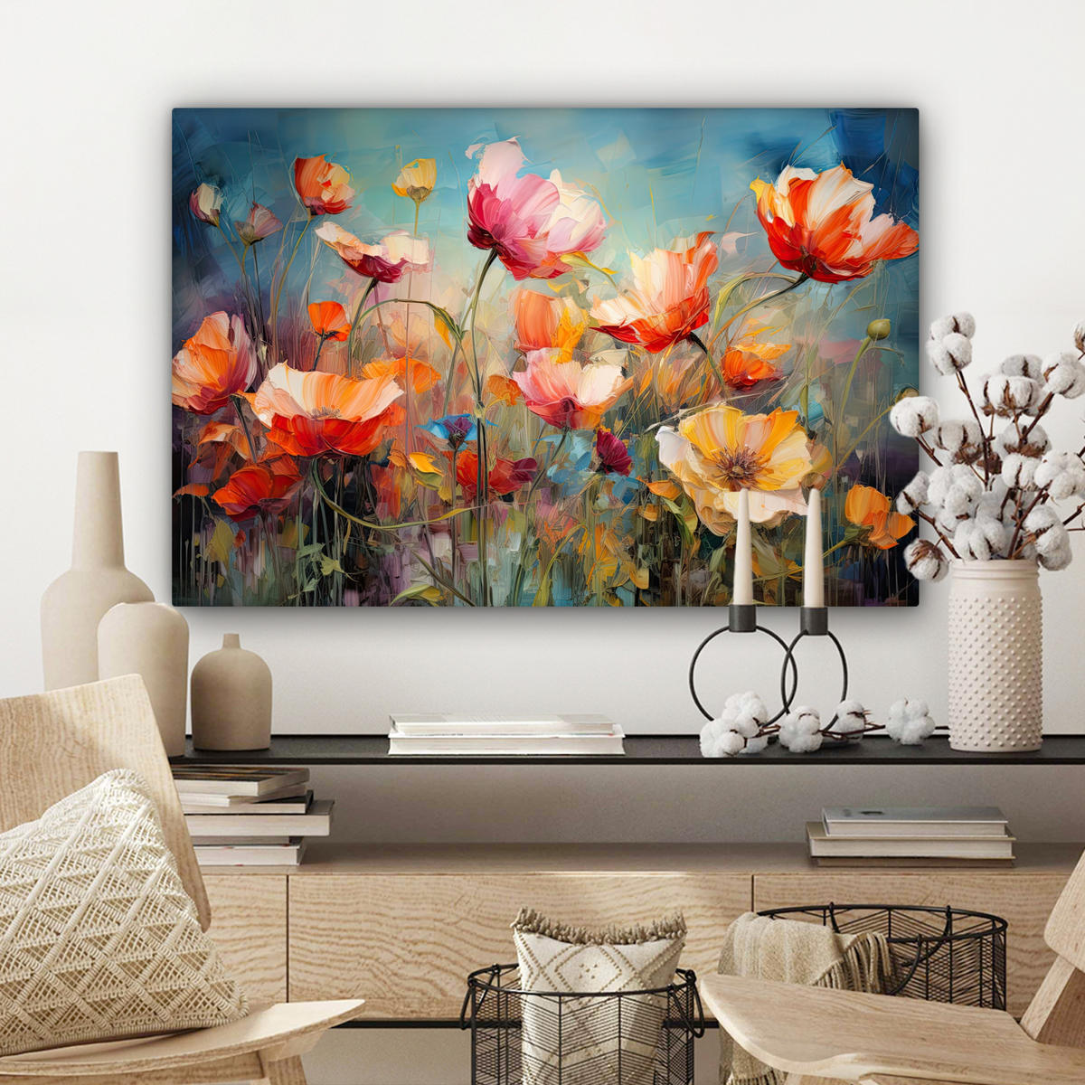 OBRAZ NA PLÁTNĚ Květiny - Akvarel - Umění - Botanické - Příroda 90x60 cm - pomerančová, textil (90/60cm) - MuchoWow