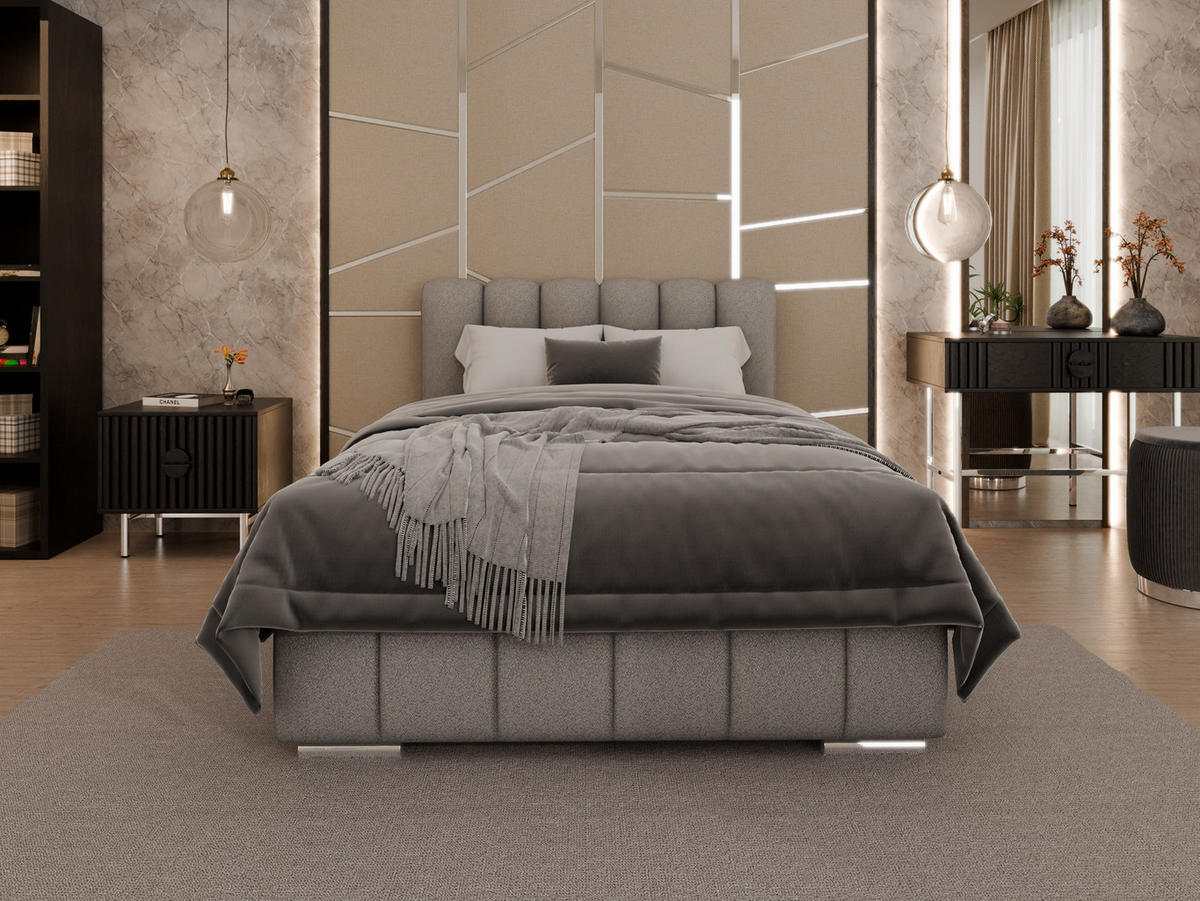 POLSTERBETT Zaira 120x200cm – Elegantes Polsterbett für modernen Wohnstil , ZONIERTE MULTI-TASCHEN-FEDERKERN (24cm), hellgrau - Hellgrau, Holz (120/200cm) - Panda Möbel