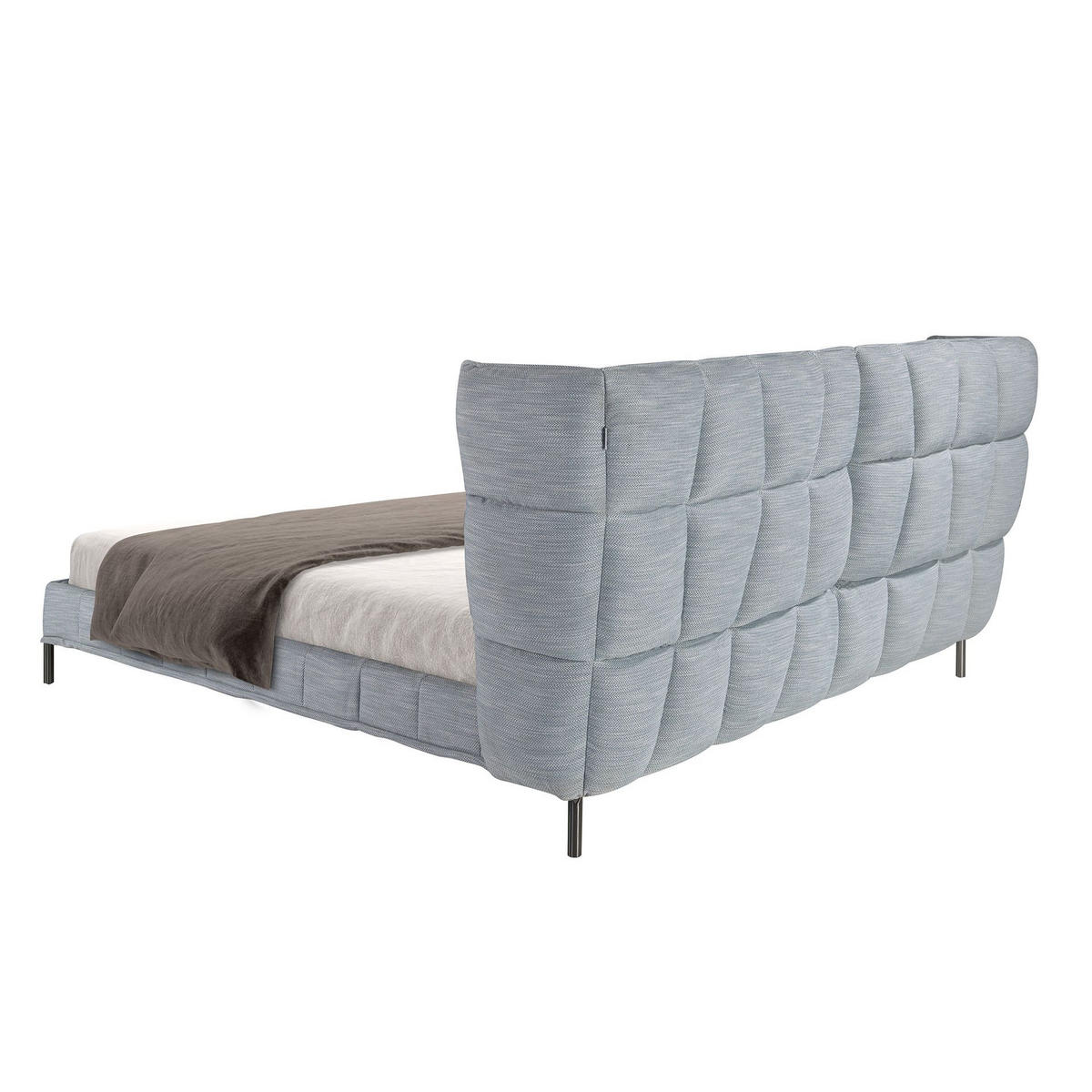 BETT Leicht bläulich-graues Stoffbett 239/234/109 cm - Blau/Edelstahlfarben, Holz/Textil (180/200cm) - ANGEL CERDA