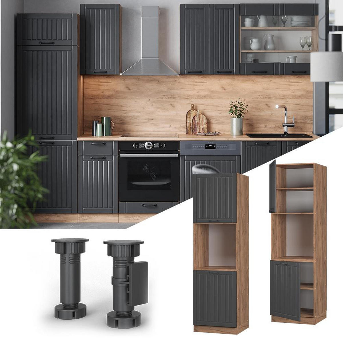 DULAP DE TRANSFORMARE A SOBEI Fame-Line Gri închis 60 cm deschide - stejar miere/gri închis, compozit lemnos (60/206.8/58.1cm) - Vicco