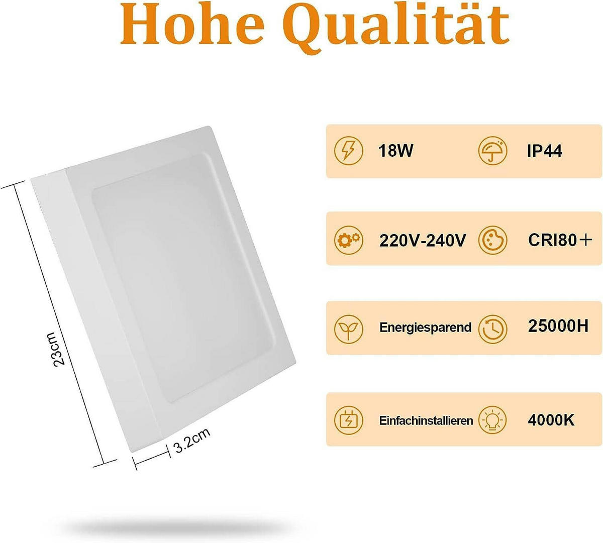LED-DECKENLEUCHTE Heracles 23/23/4cm - Weiß, Kunststoff (23/23/4cm) - ZMH