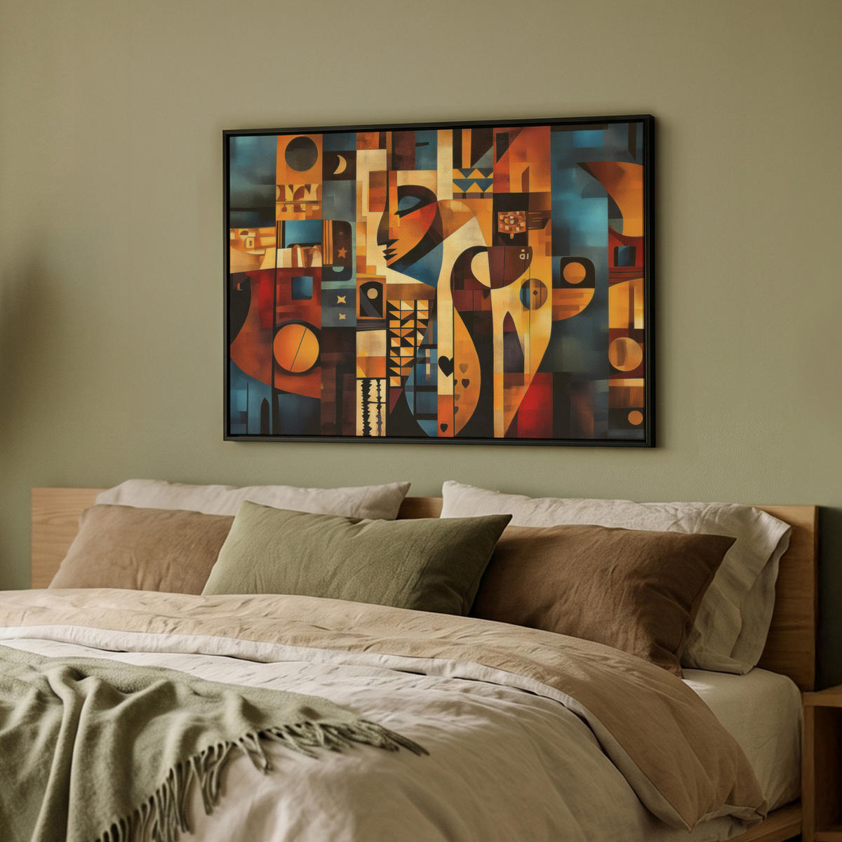 LEINWAND Bilder mit Rahmen - Figuren - Abstrakt - Symbole - 70x50 - Terracotta, Textil (70/50cm) - MuchoWow