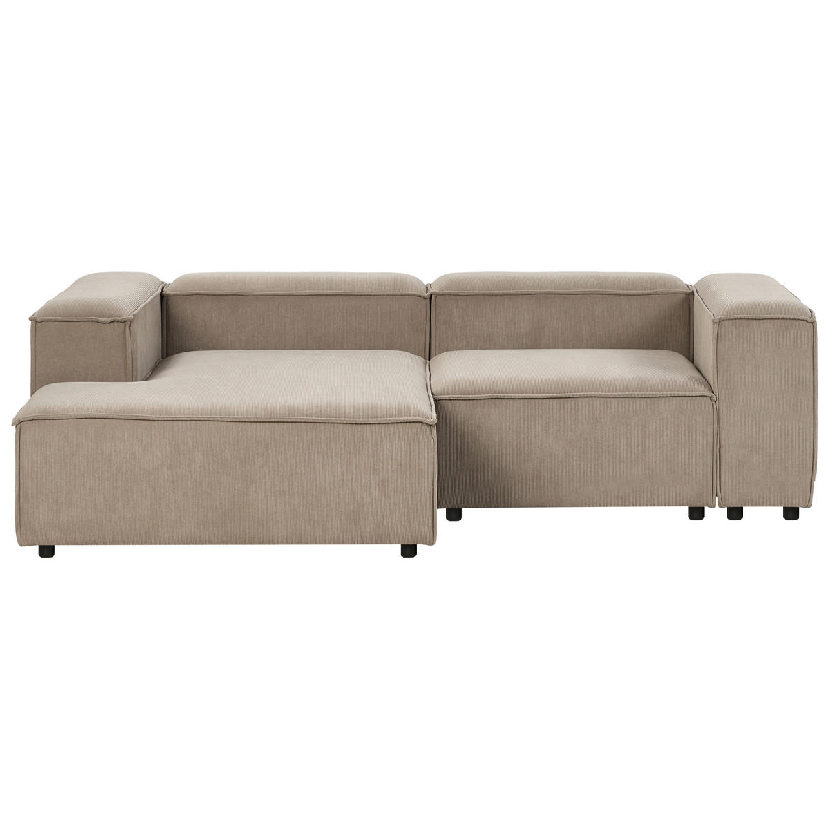 ROHOVÁ POHOVKA modul 3-místná pravostranná Světle hnědá Manšestr s otomanem Ardal - světle hnědá, textil (240/180cm) - Beliani