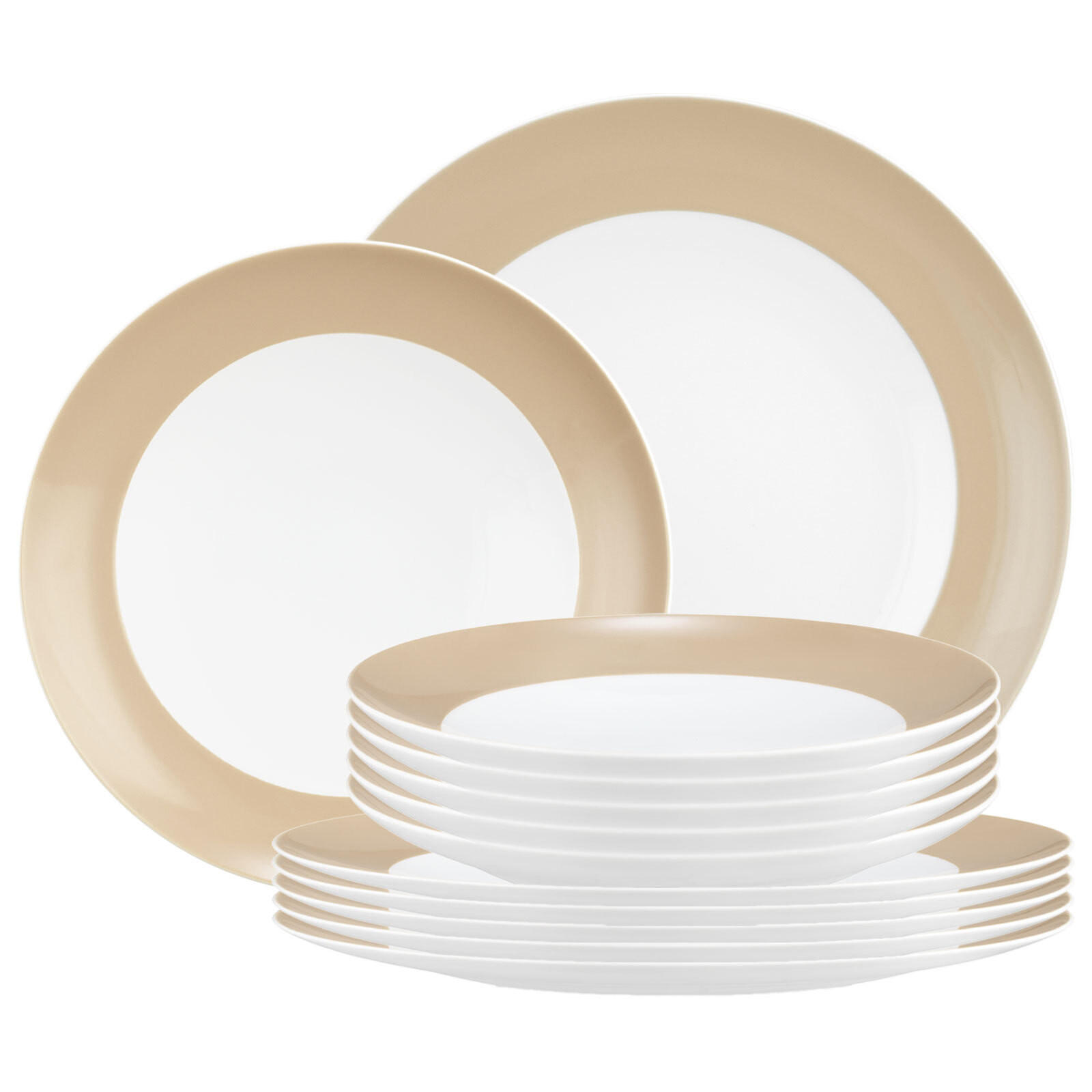 TAFELSERVICE Liberty Pure Colors Dusty Beige 12er Set - Beige, Keramik (1/1/1cm) - Seltmann Weiden