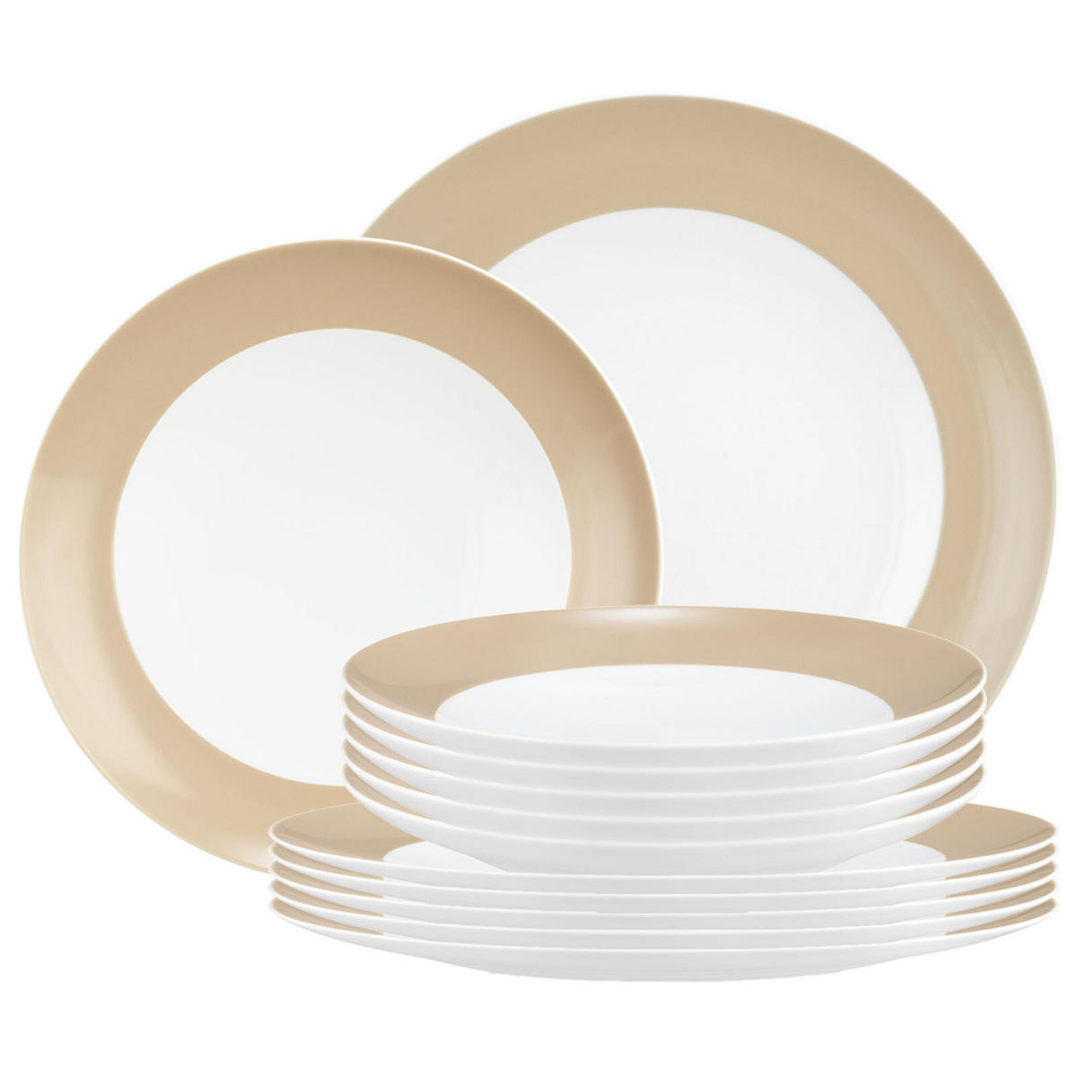 TAFELSERVICE Liberty Pure Colors Dusty Beige 12er Set - Beige, Keramik (1/1/1cm) - Seltmann Weiden