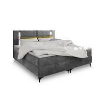 BOXBETT ALBA 140x200 cm mit Matratze und Topper - Hellgrau - Hellgrau, Holz (140/200cm) - MASSENO