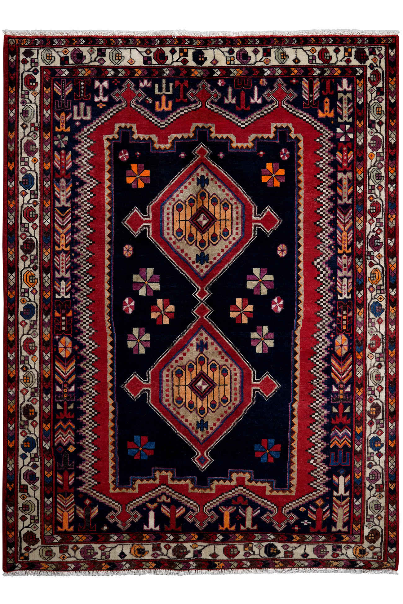 TEPPICH Afshar Blau 199/144 cm Schurwolle - Blau, Textil (144/199cm) - Looma