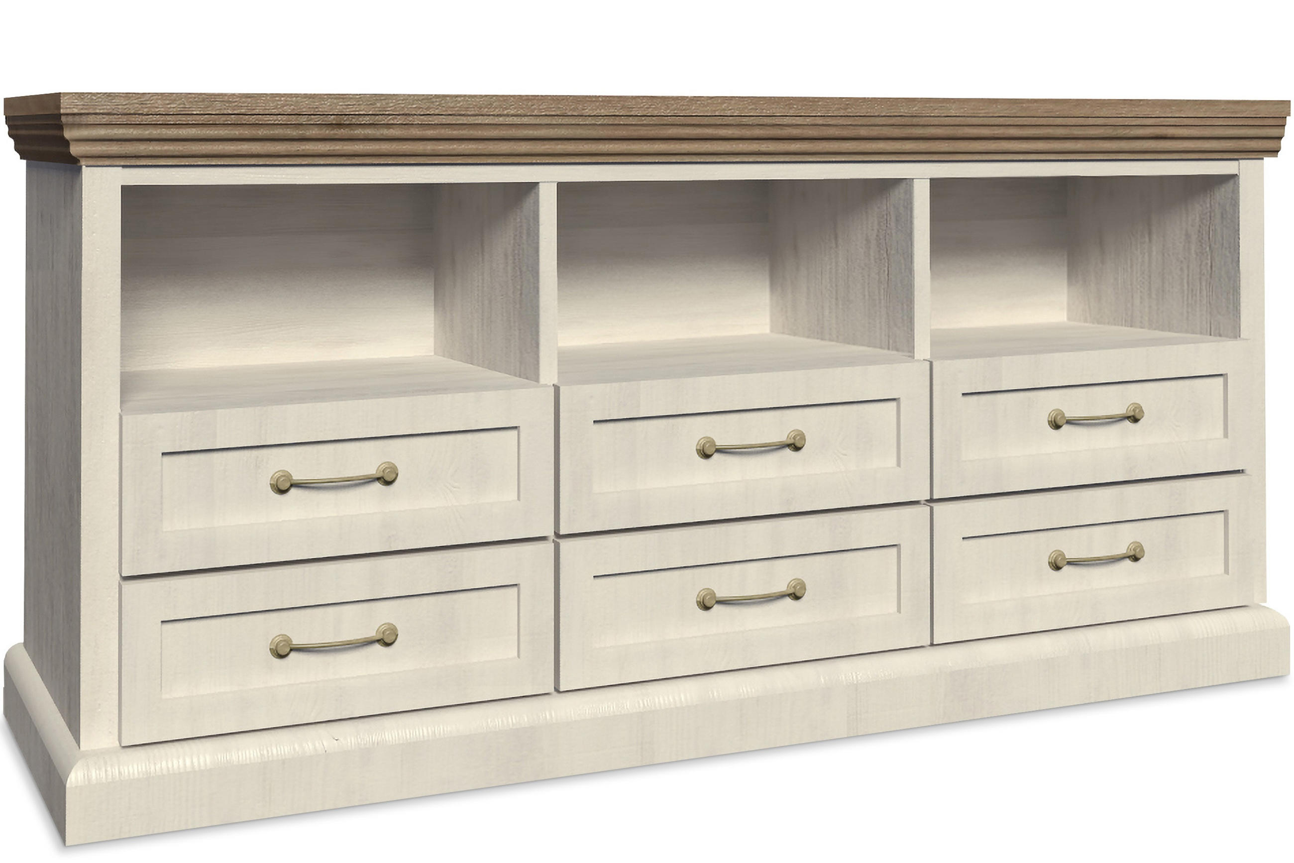 LOWBOARD ARVEN mit Schubladen, Cremeweiß - Eichefarben/Creme, Holz (127/75/45cm) - KONSIMO®