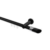 INNENLAUF-GARDINENSTANGEN-SET Platon Verano 100 cm, 1-läufig, 20 mm Ø Schwarz - Chromfarben/Schwarz, Metall (100cm) - INTERDECO