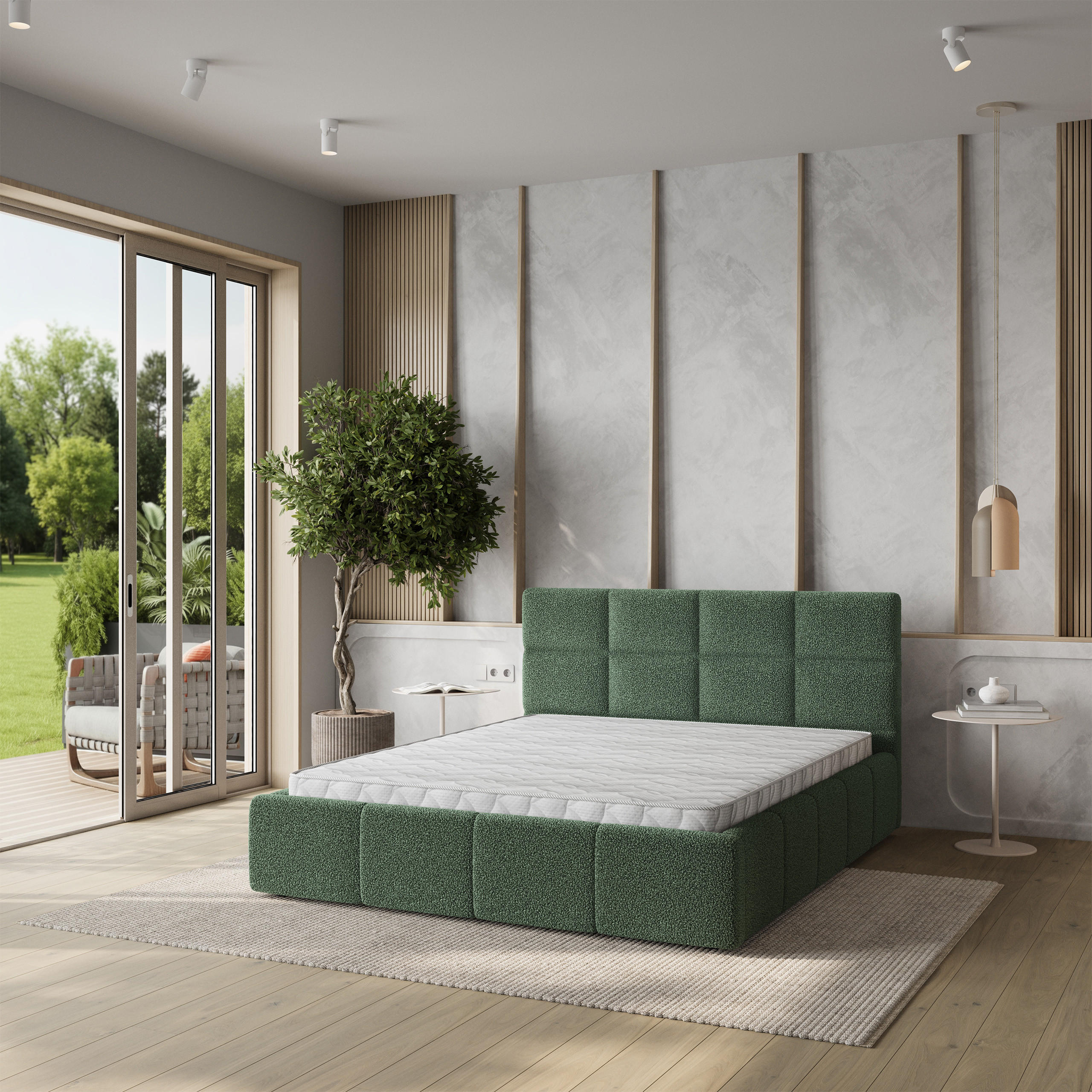 POLSTERBETT COMO 160x200 cm mit Bettkästen - Grün - Grün, Holz (160/200cm) - MASSENO