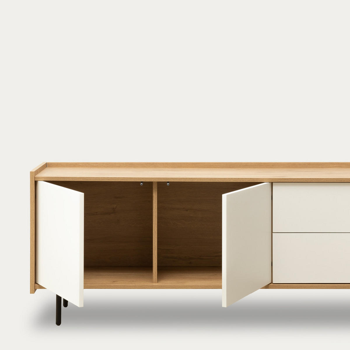 TV-ELEMENT Nadine Natur - Weiß 184.2 cm x 59.6 cm - Braun, Holzwerkstoff (184/59/41cm) - Kenay Home