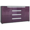 SIDEBOARD Sylt Brombeer Hochglanz / Weiß Hochglanz - Brombeere, Holzwerkstoff (138.5/75.5/35cm) - Vladon