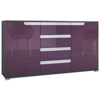 SIDEBOARD Sylt Brombeer Hochglanz / Weiß Hochglanz - Brombeere, Holzwerkstoff (138.5/75.5/35cm) - Vladon