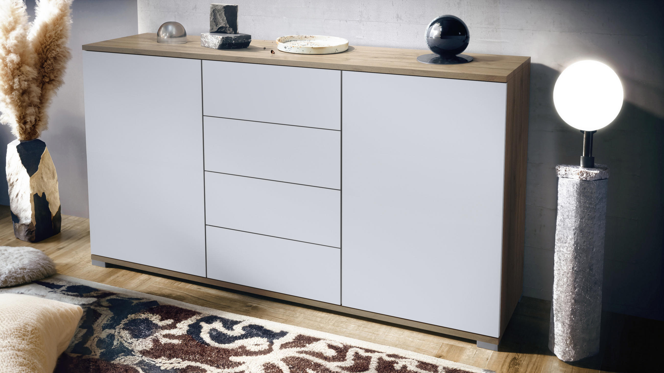 SIDEBOARD Santo Weiß matt - Weiß, Holzwerkstoff (138.5/75.5/35cm) - Vladon