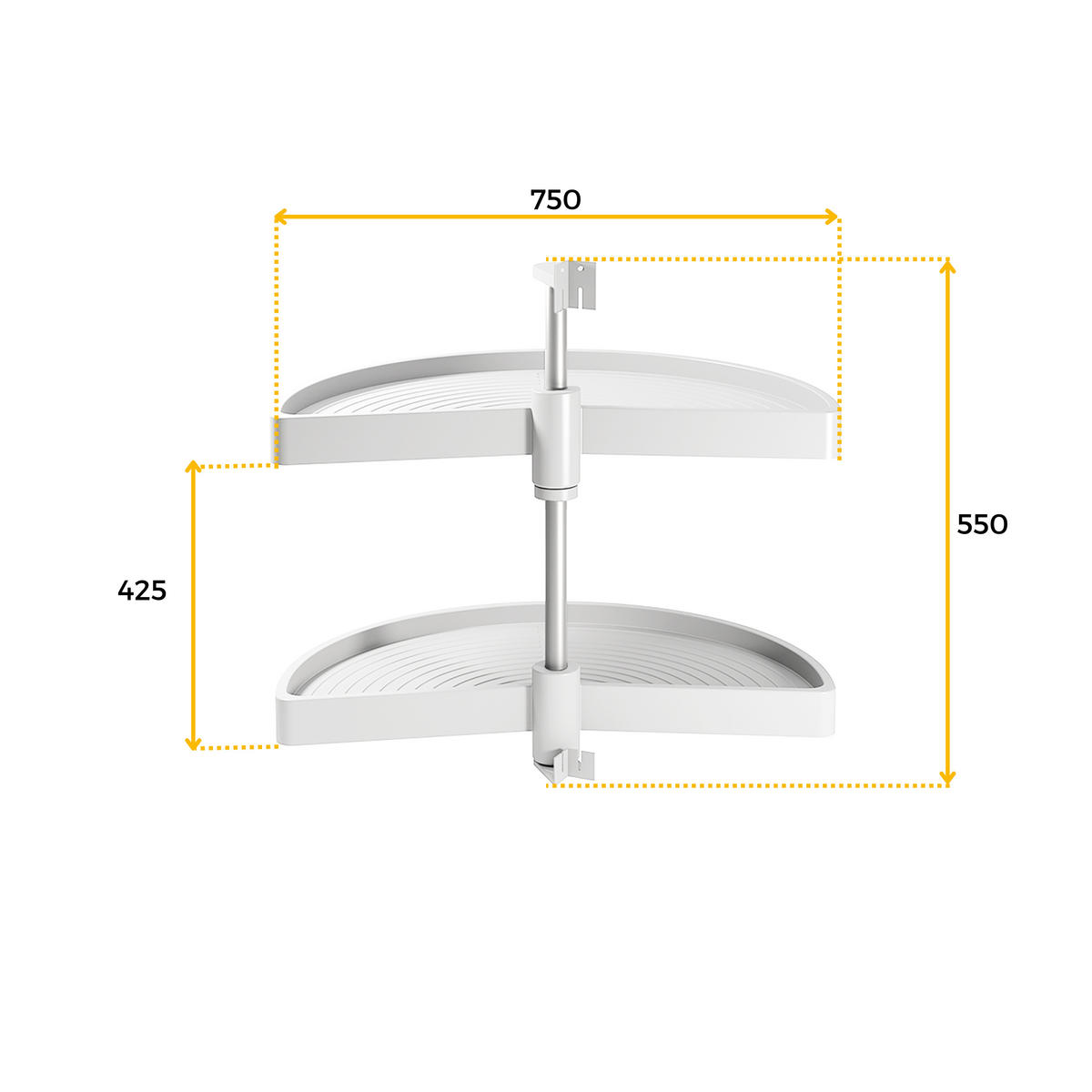 DREHPLATTEN Shelvo 1/2, für 900mm Modul, Kunststoff und Aluminium, weiss 2er-set - Weiß, Kunststoff (90/55/44cm) - EMUCA