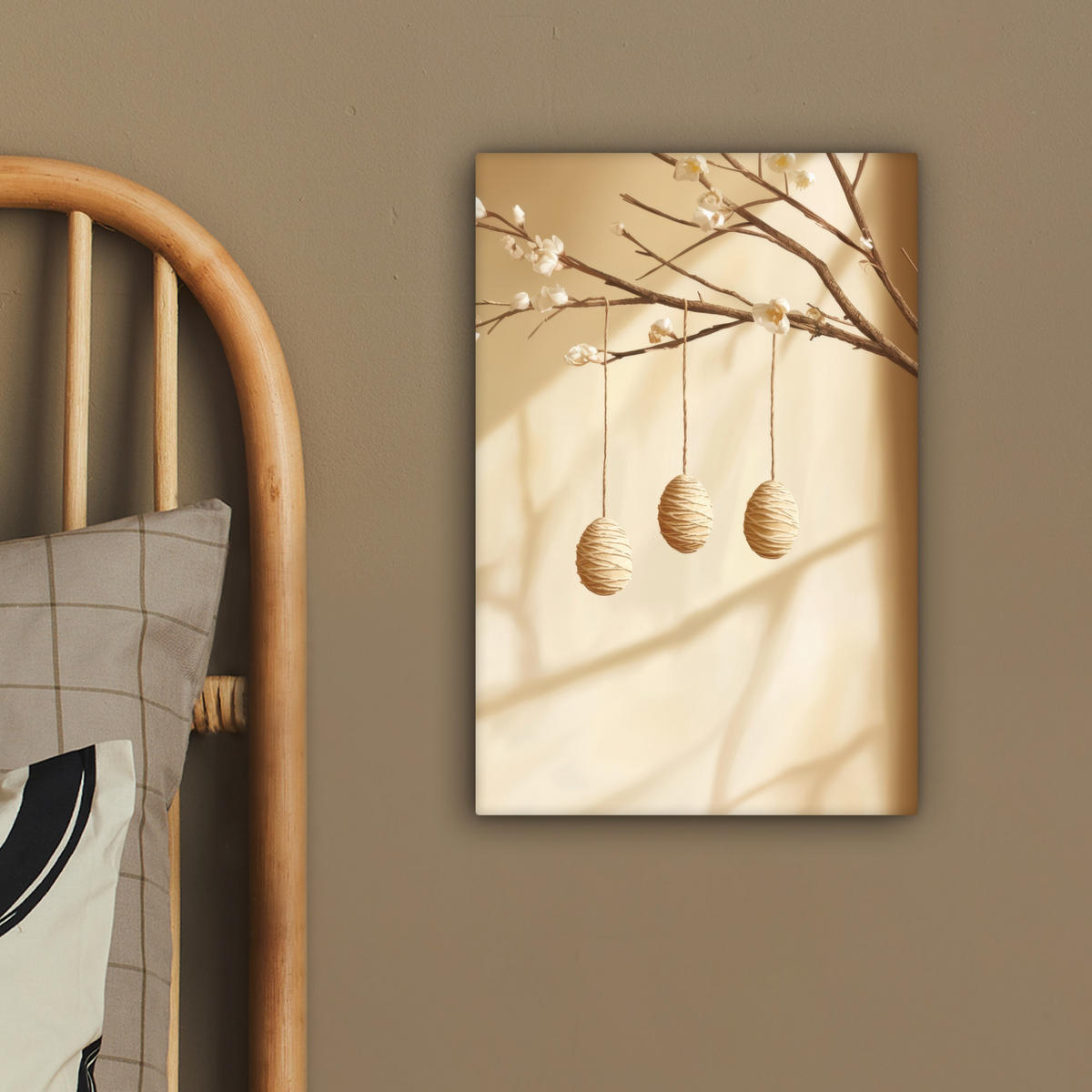 LEINWANDBILD Beige - Osterkuchen - Eier Deko Wohnzimmer 20x30 cm - Beige, Textil (20/30cm) - MuchoWow