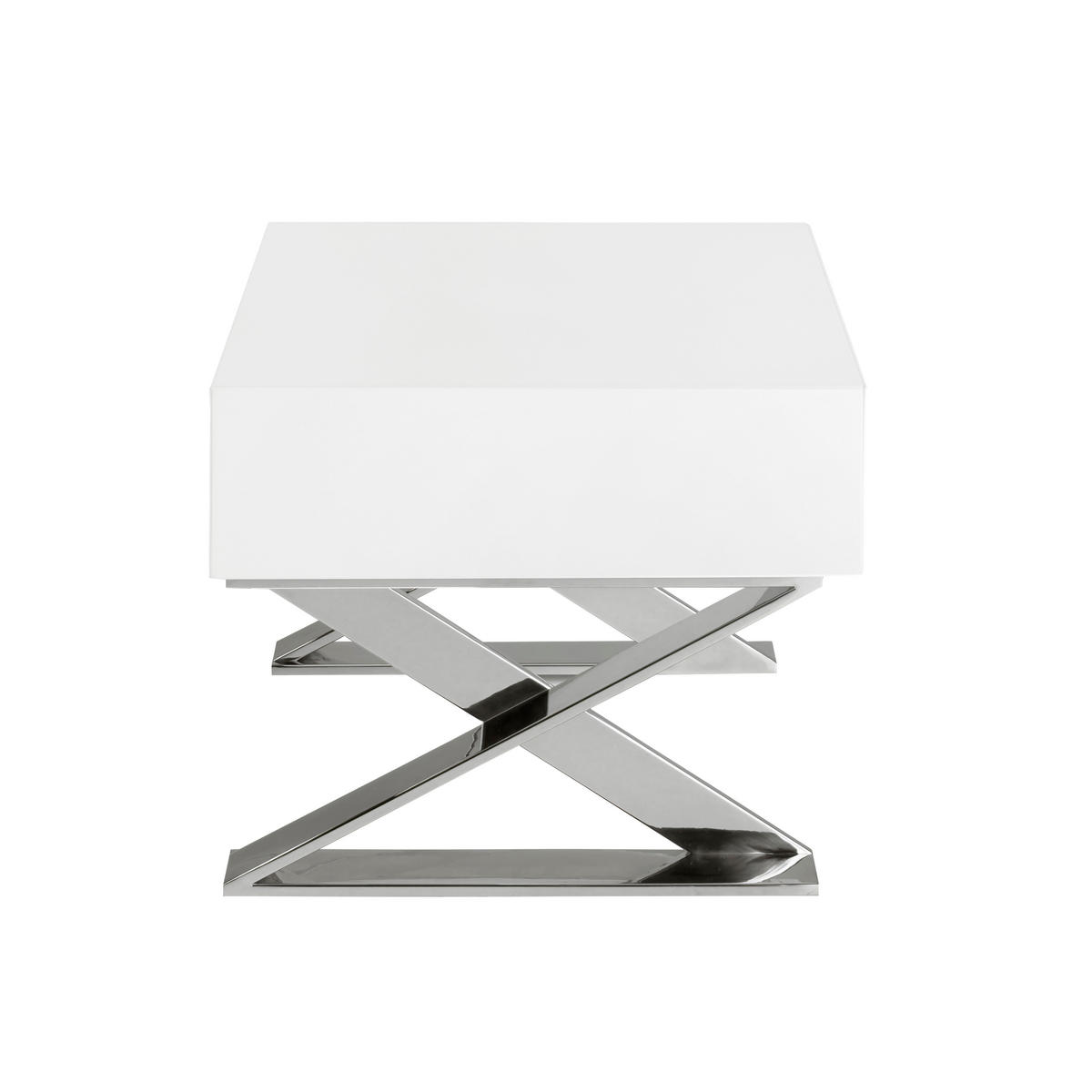 NACHTSCHRANK Nachttisch aus weißem Holz und verchromtem Stahl 50/48/38 cm - Edelstahlfarben/Weiß, Holz/Metall (50/38/48cm) - ANGEL CERDA