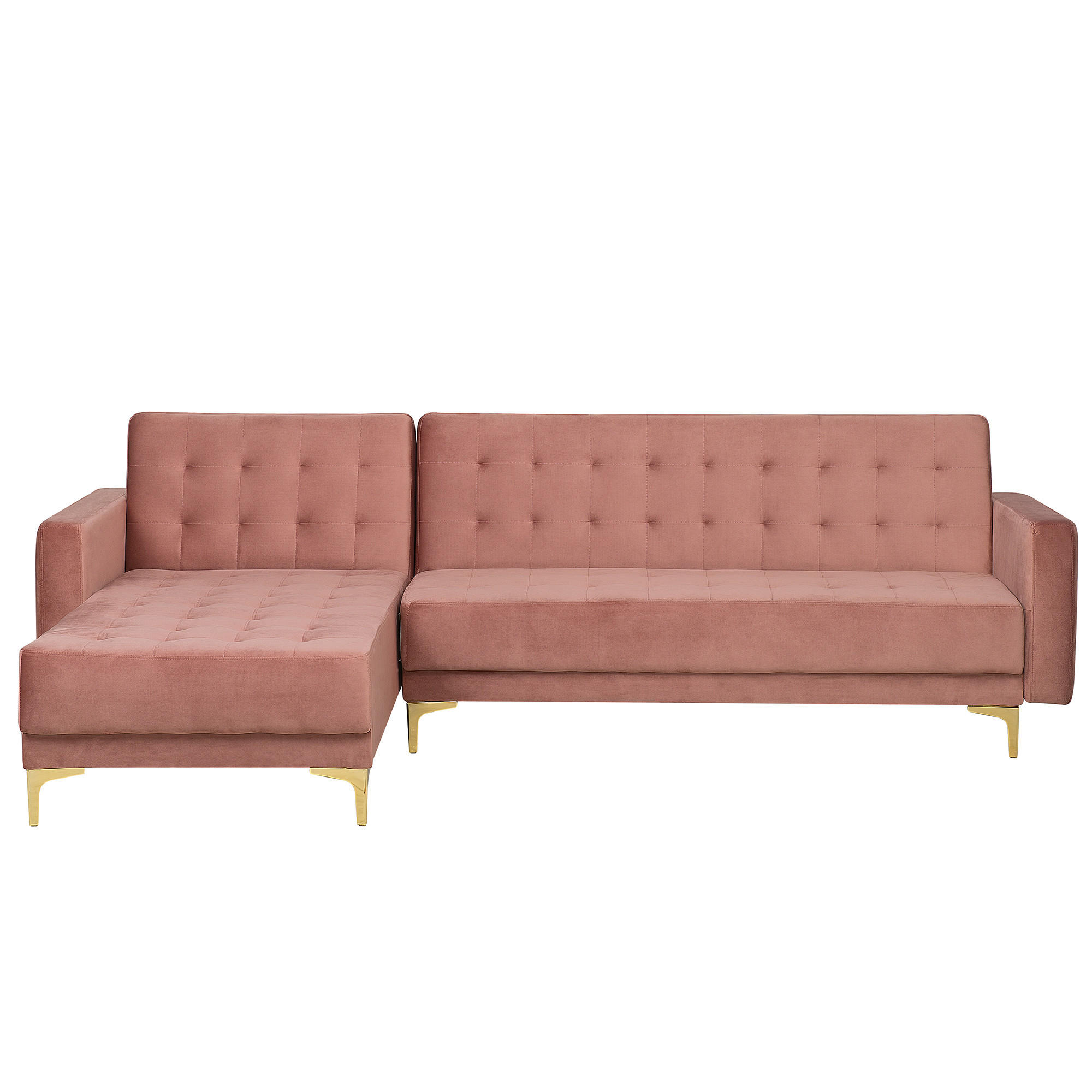 ECKSOFA Samtstoff Rosa linksseitig Aberdeen - Pink, Textil (267/168cm) - Beliani