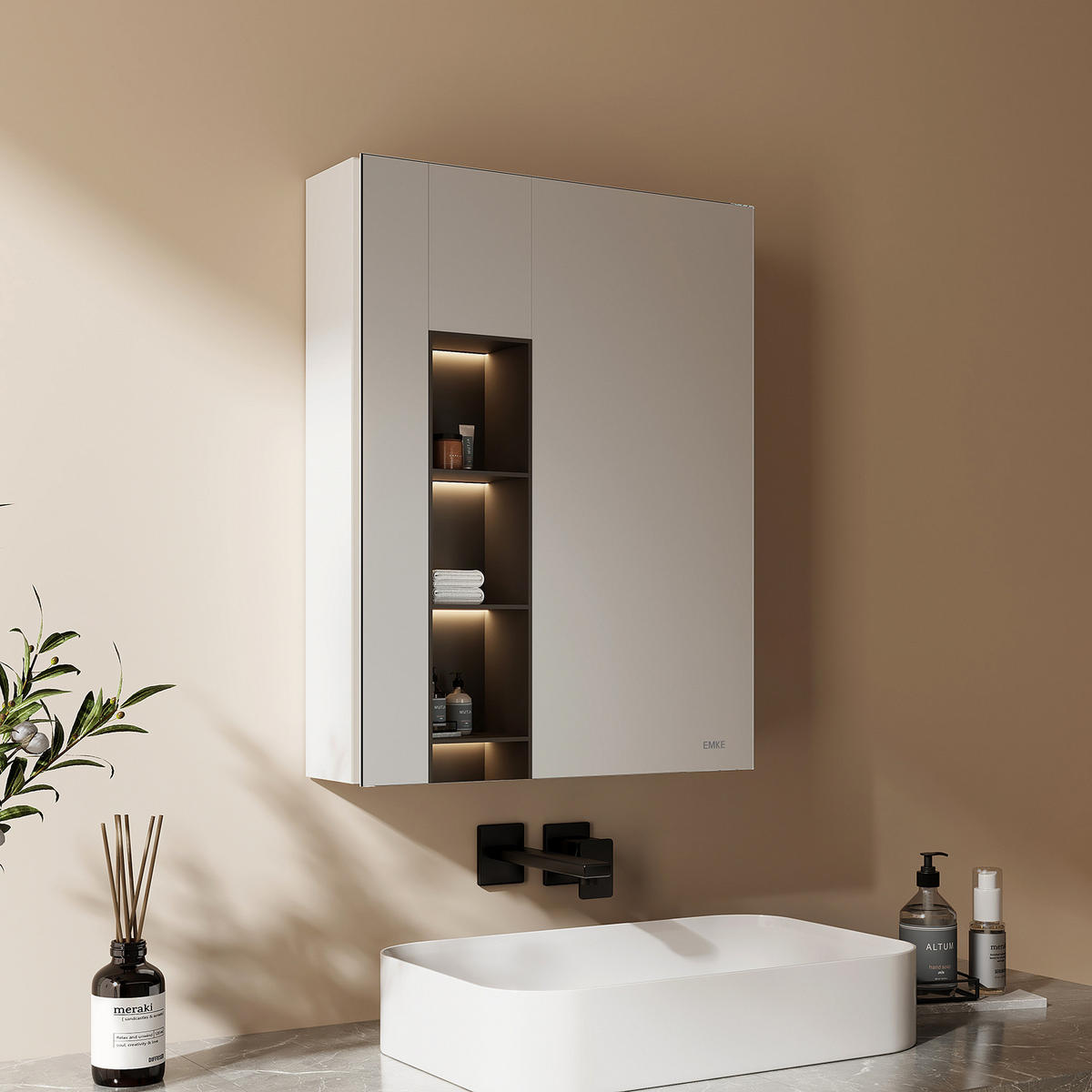 SPIEGELSCHRANK Weiß 65/50/14,5 cm - Weiß, Metall (50/65/14.5cm) - EMKE