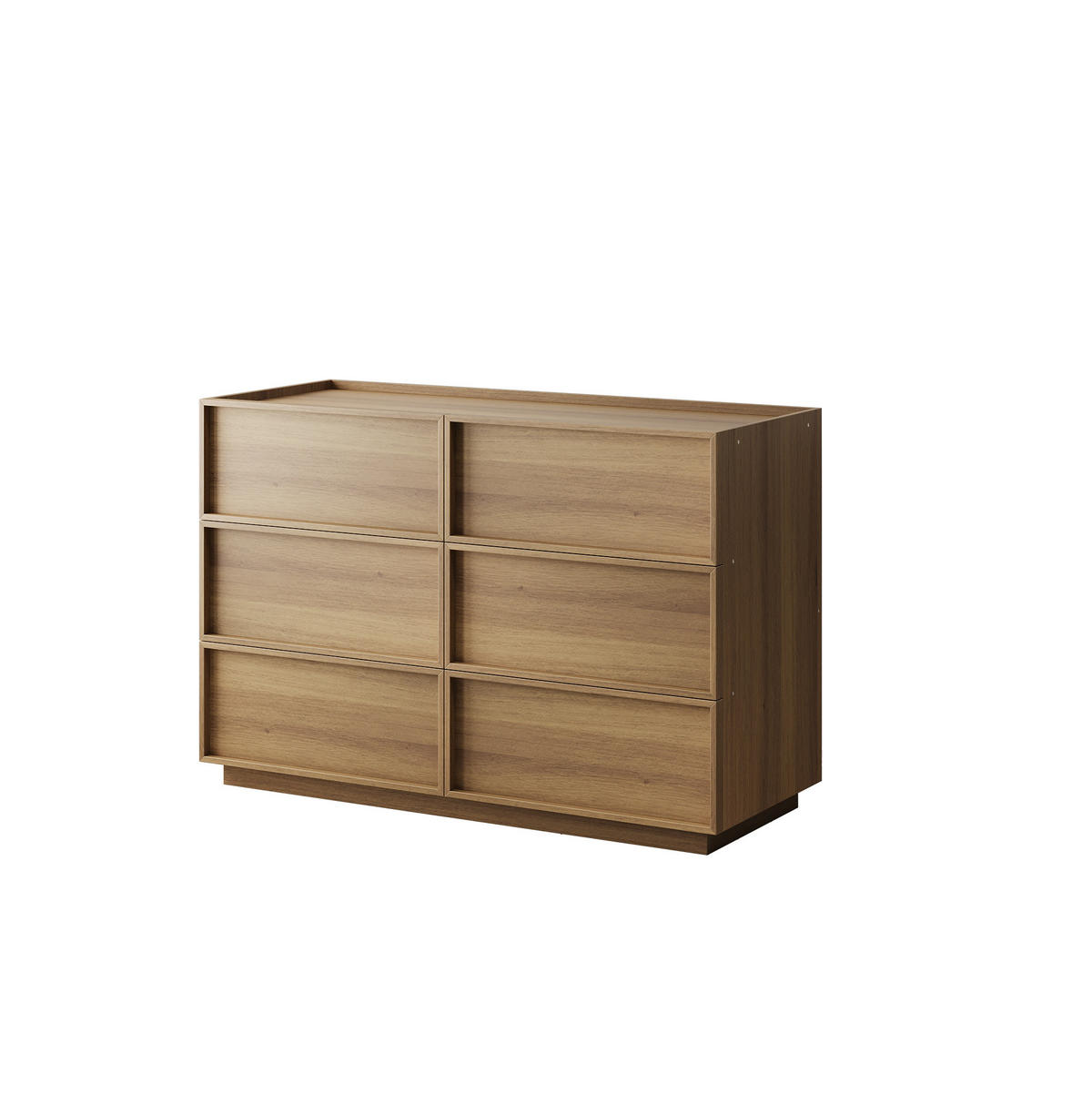 KOMMODE 115/78/48 cm Eiche aus MDF und Spanplatte mit 6 Schubladen - Nussbaumfarben, Holzwerkstoff (48/78/115cm) - OKMYHOME
