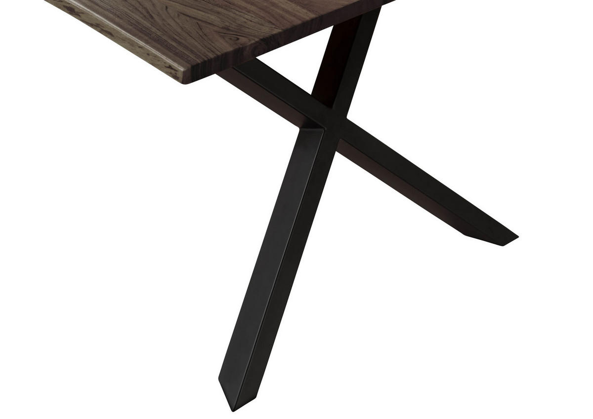 BAUMTISCH Akazie 220x100x75 grau lackiert / ausgestellte X-Beine anthrazit matt FREEFORM 3 - Anthrazit/Grau, Holz (220/100/75cm) - Massivmoebel24