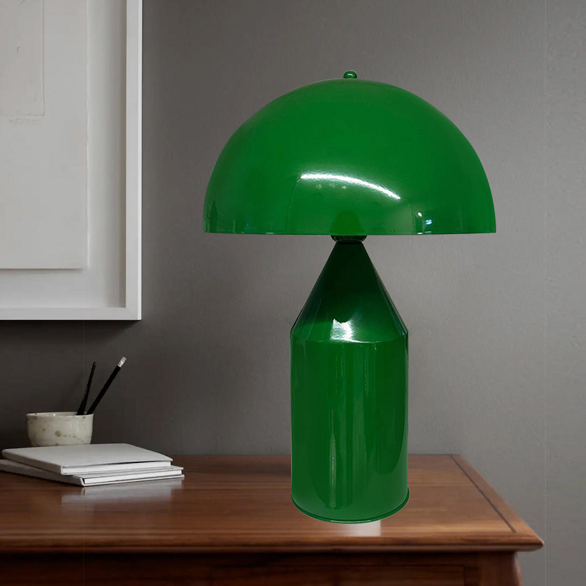 TISCHLEUCHTE Pilzlampen 50/30 - Dunkelgrün, Metall (30/50cm) - Bamyum