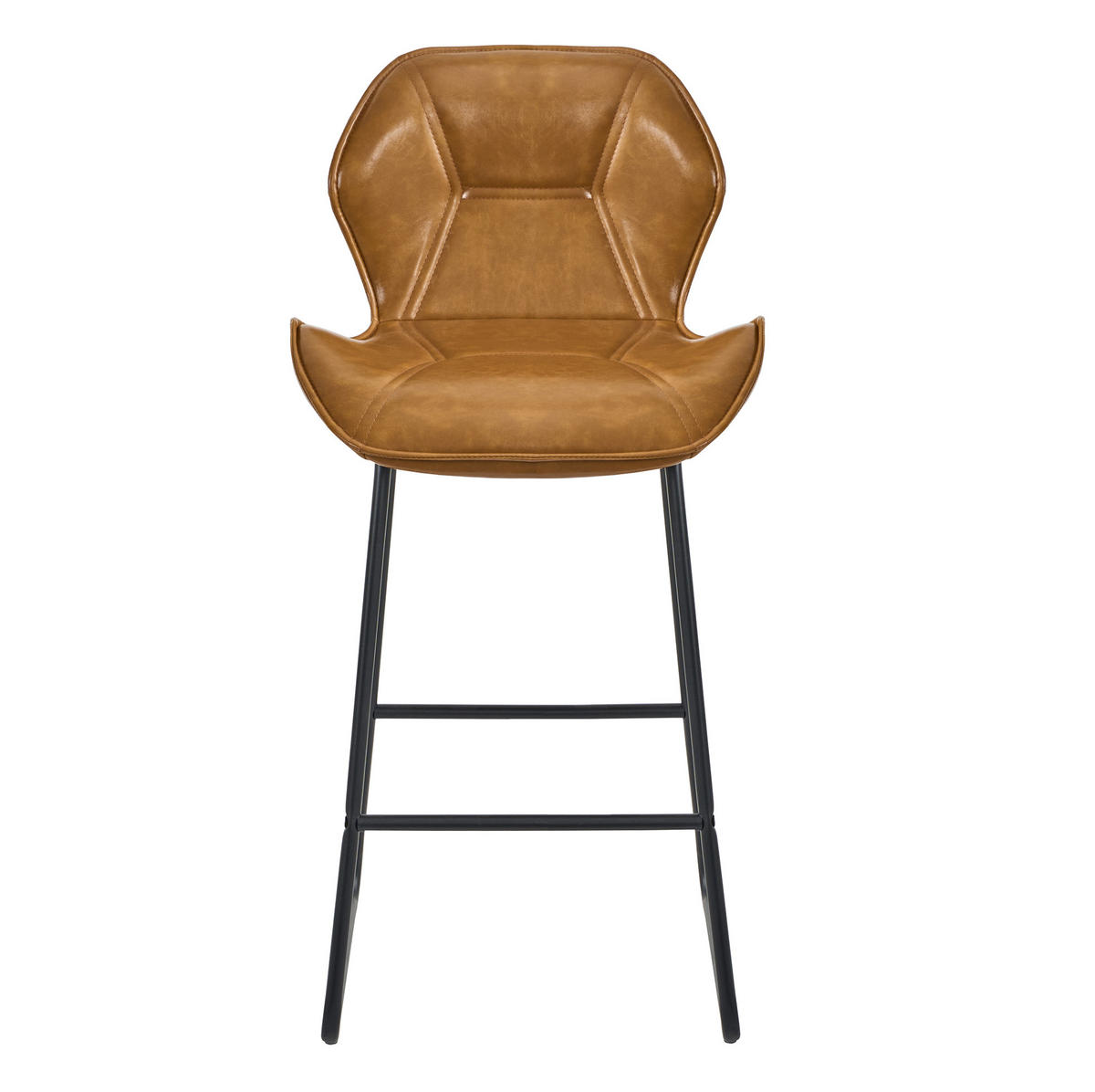 BARHOCKER 2er-Set Braun mit Rückenlehne und Fußstütze - Braun, Metall (47/91.5/48.5cm) - MIVRAY