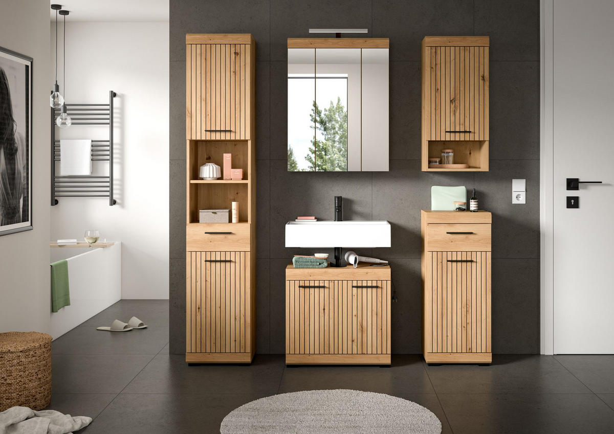 BAD-SET SCOUT 6-tlg. (B/H/T: ca. 164/191/34 cm) in Artisan Eiche Nachbildung/Artisan Eiche Nachbildung - Eiche Artisan, Holz (164/191/34cm) - Homes & Jones