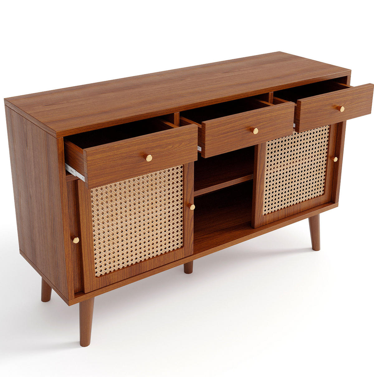 SIDEBOARD mit 3 Schubladen und 3 Türen 120 x 40 x 78 cm Walnut - Dunkelbraun, Holzwerkstoff (120/78/40cm) - Meubliv