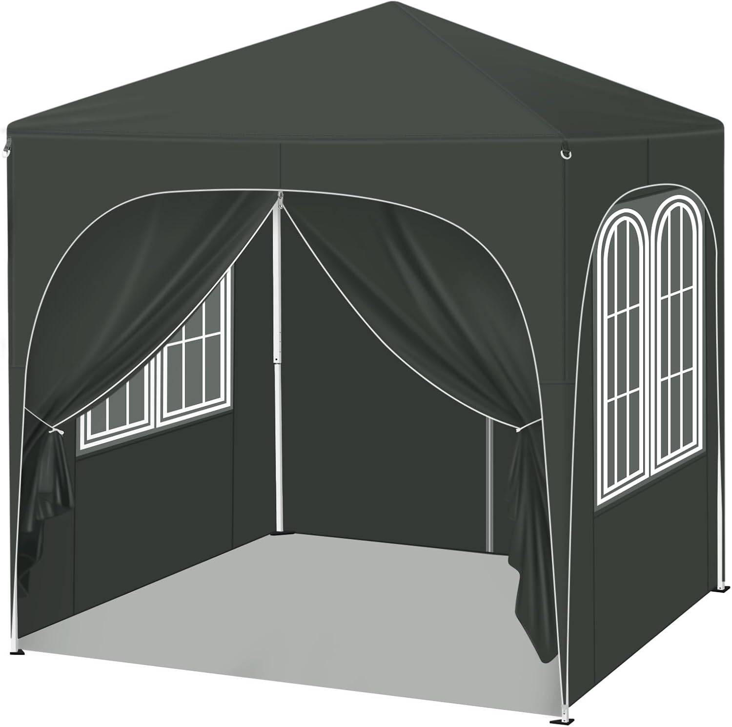 PAVILLON 2x2m mit 4 abnehmbaren Wänden, 3-stufig Höhenverstellbar - Grau, Metall (200/240/200cm) - Woltu