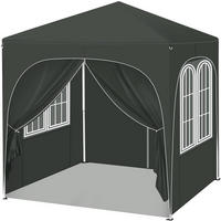 PAVILLON 2x2m mit 4 abnehmbaren Wänden, 3-stufig Höhenverstellbar - Grau, Metall (200/240/200cm) - Woltu