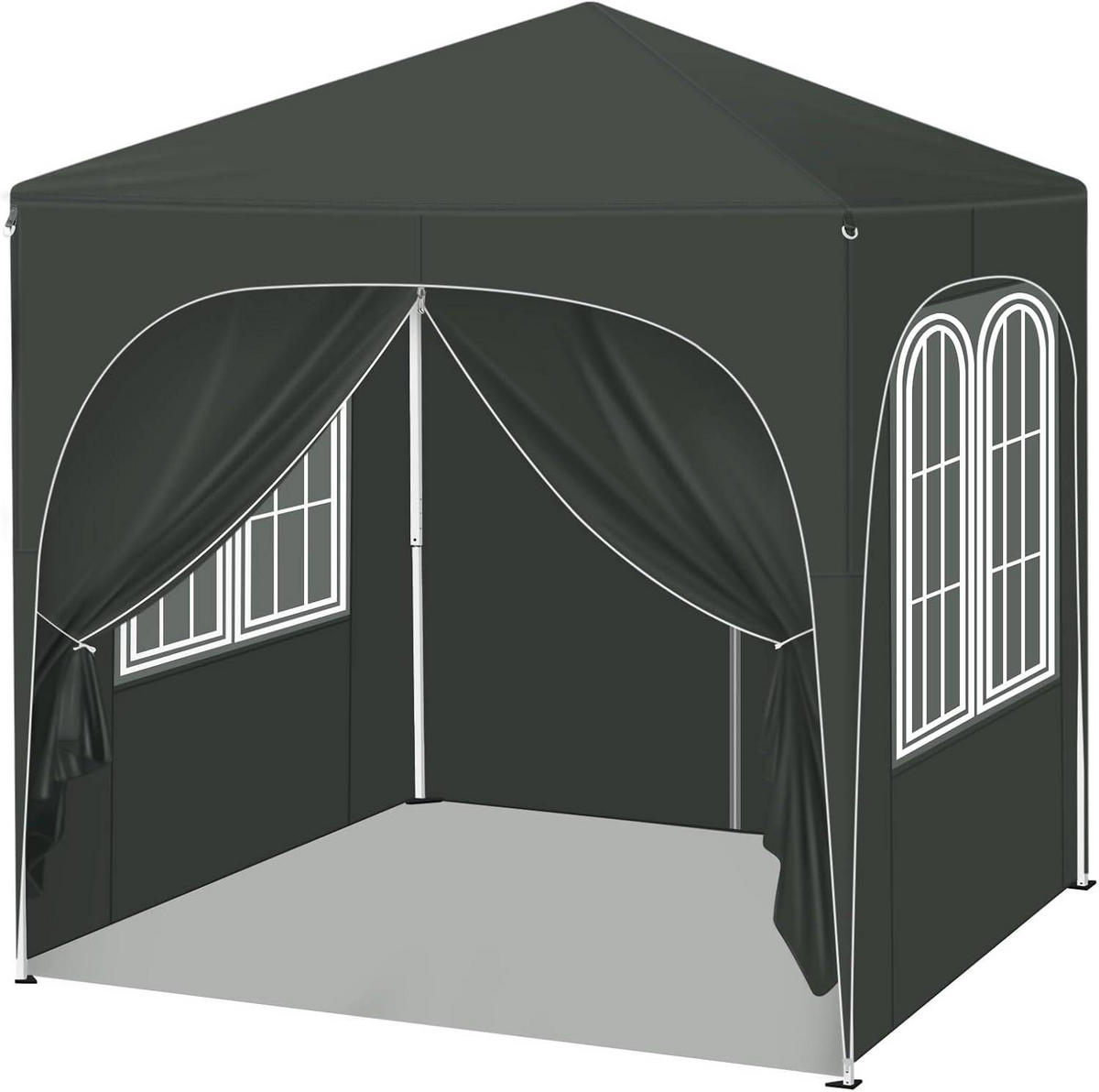 PAVILLON 2x2m mit 4 abnehmbaren Wänden, 3-stufig Höhenverstellbar - Grau, Metall (200/240/200cm) - Woltu