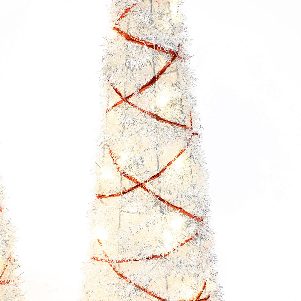 WEIHNACHTSBAUM Beleuchtet HTHD0270 - Silberfarben/Rot, Kunststoff/Metall (20/80/20cm) - Hometopia