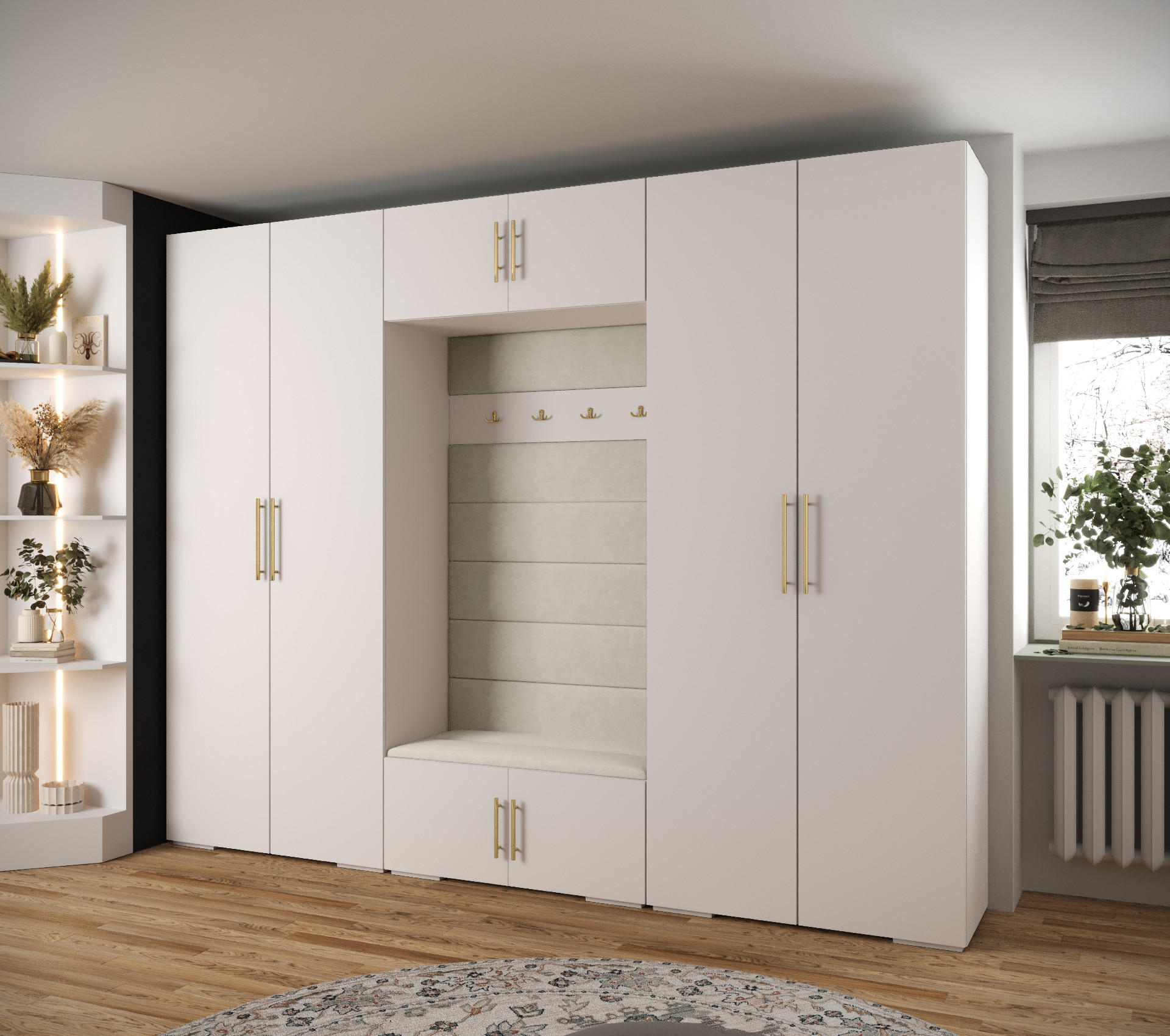 GARDEROBEN-SET 236,7/300/47 - Goldfarben/Schwarz, Holz/Kunststoff (300/236.7/47cm) - Abiks Möbel