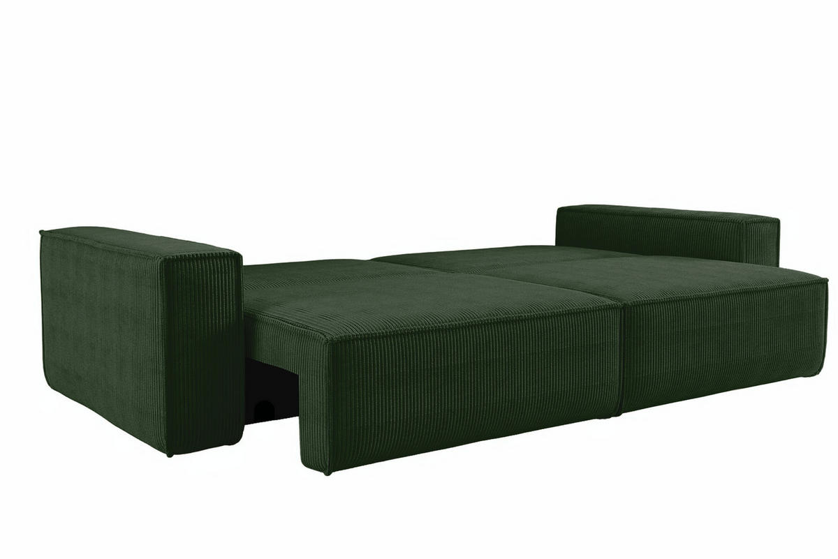 SCHLAFSOFA HUGO, Sofa mit Schlaffunktion und Bettkasten, Farbe: Grün, Cordstoff - Grün, Textil (244/83/98cm) - VENASI MÖBEL