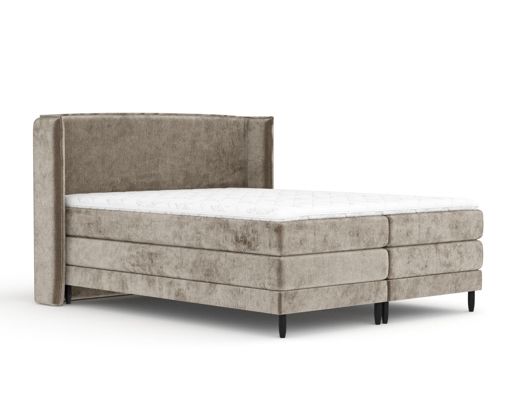 BOXSPRINGBETT Carizzo Beige 140/200 cm mit Matratze und Topper - Beige/Schwarz, Holz/Holzwerkstoff (140/200cm) - Maison de Reve
