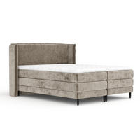 BOXSPRINGBETT Carizzo Beige 140/200 cm mit Matratze und Topper - Beige/Schwarz, Holz/Holzwerkstoff (140/200cm) - Maison de Reve