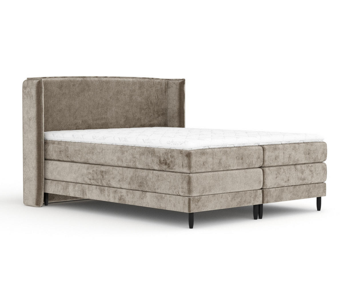 BOXSPRINGBETT Carizzo Beige 140/200 cm mit Matratze und Topper - Beige/Schwarz, Holz/Holzwerkstoff (140/200cm) - Maison de Reve
