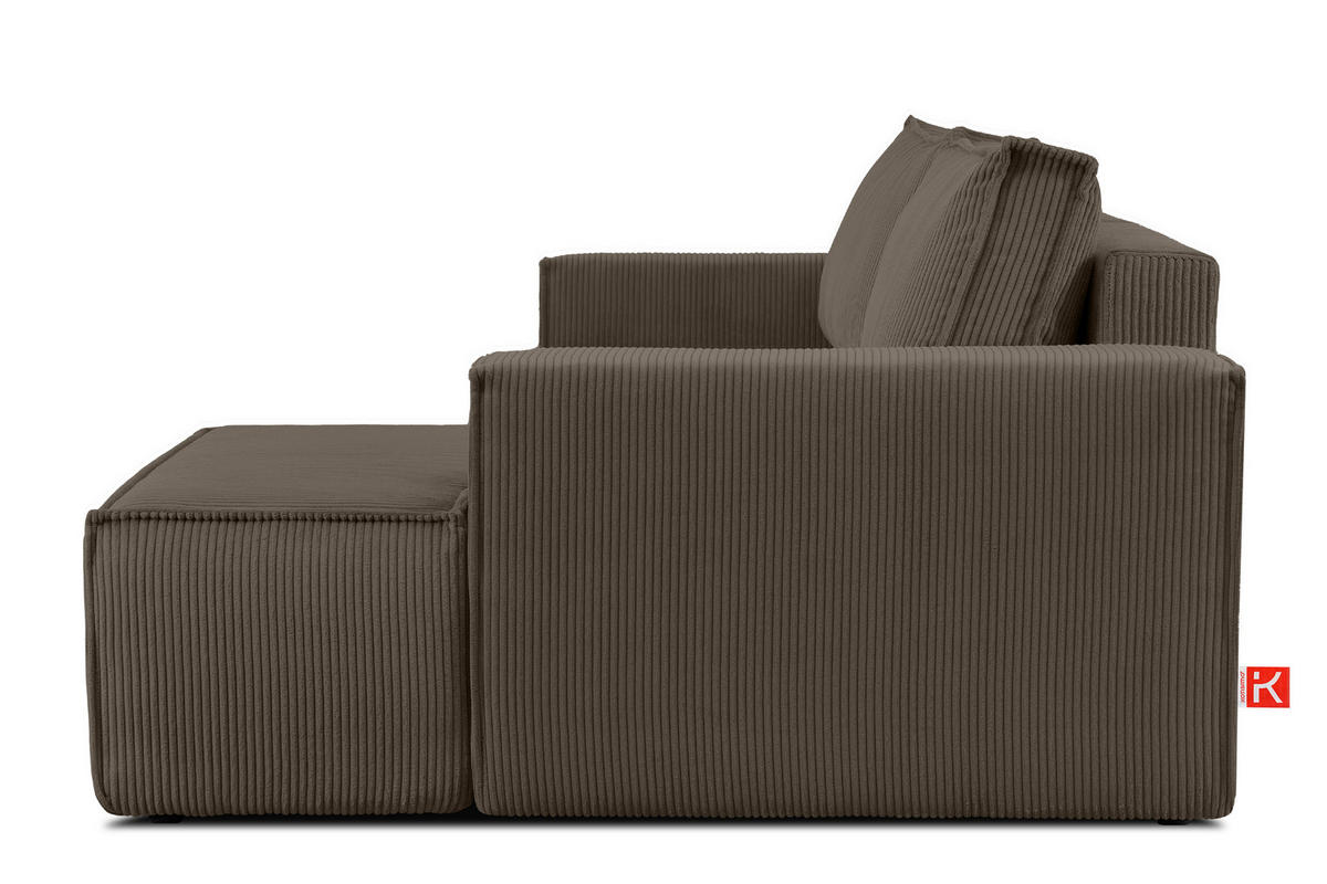 ECKSCHLAFSOFA-RECHTS NAPI in Pet Friendly Cord-Stoff, braun - Schwarz/Braun, Textil (262/148cm) - KONSIMO®