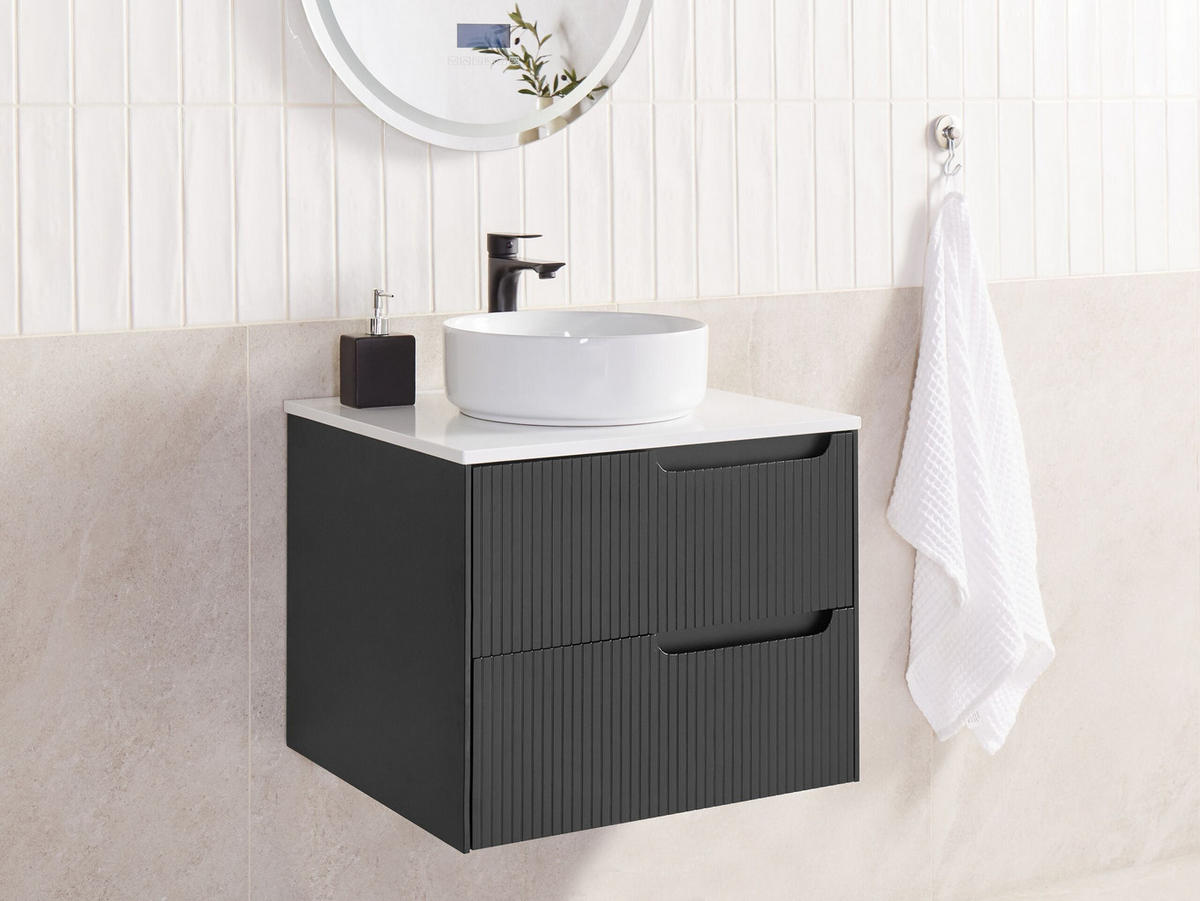 DULAP SUB LAVOAR montat pe perete 60 cm negru Quintela - negru, compozit lemnos (60/48/52cm) - Beliani