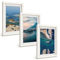 BILDER SET 3er Set - 20x30 cm Weißer Rahmen - Meerblick, Klippen, Häfen - Weiß, Kunststoff (20/30cm) - TULUP