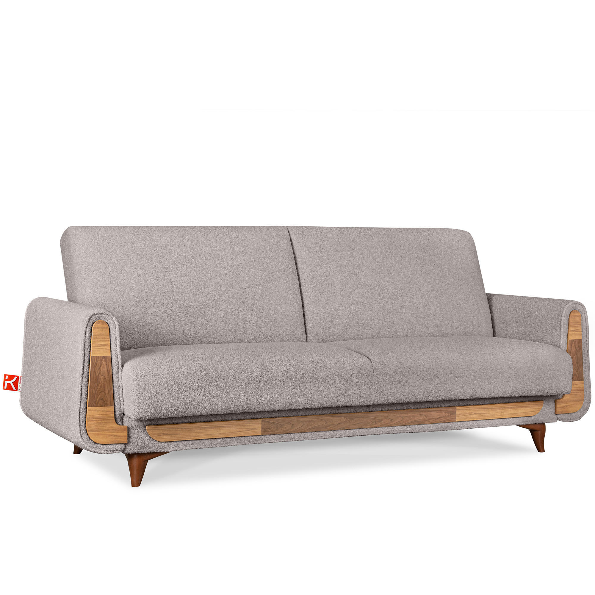 3-SITZER-SCHLAFSOFA GUSTAVO mit Armlehnen, grau - Braun/Grau, Holz/Holzwerkstoff (230/98/98cm) - KONSIMO®