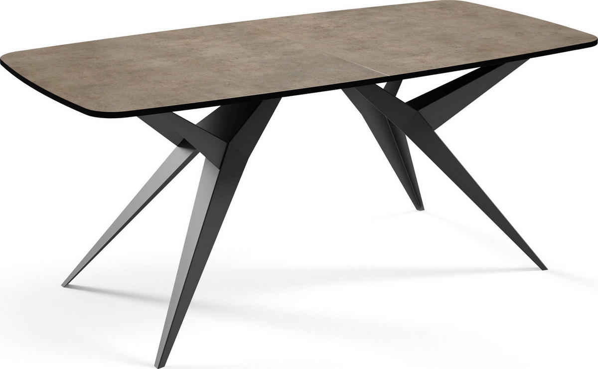 ESSTISCH Trax ausziehbar rechteckig oval, Beton-Optik Dunkelgrau 180-260/90/76 - Dunkelgrau/Schwarz, Holzwerkstoff/Metall (180/90/76cm) - WFL GROUP