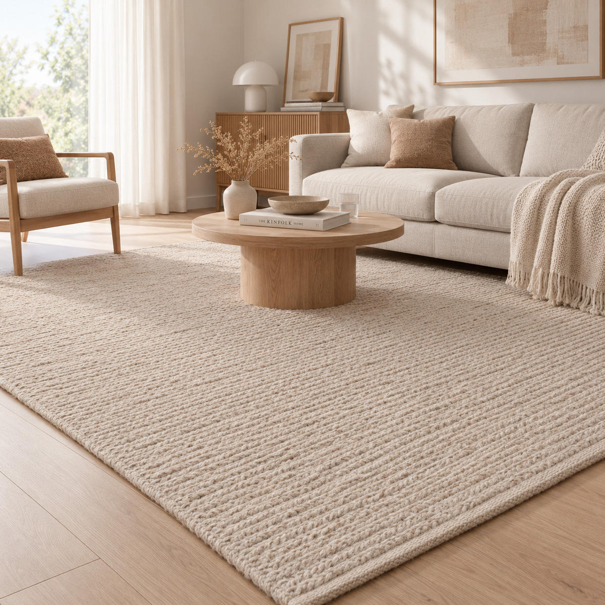NATUR TEPPICH WOLLE SKARA - Beige, Textil (90/160cm) - Pergamon