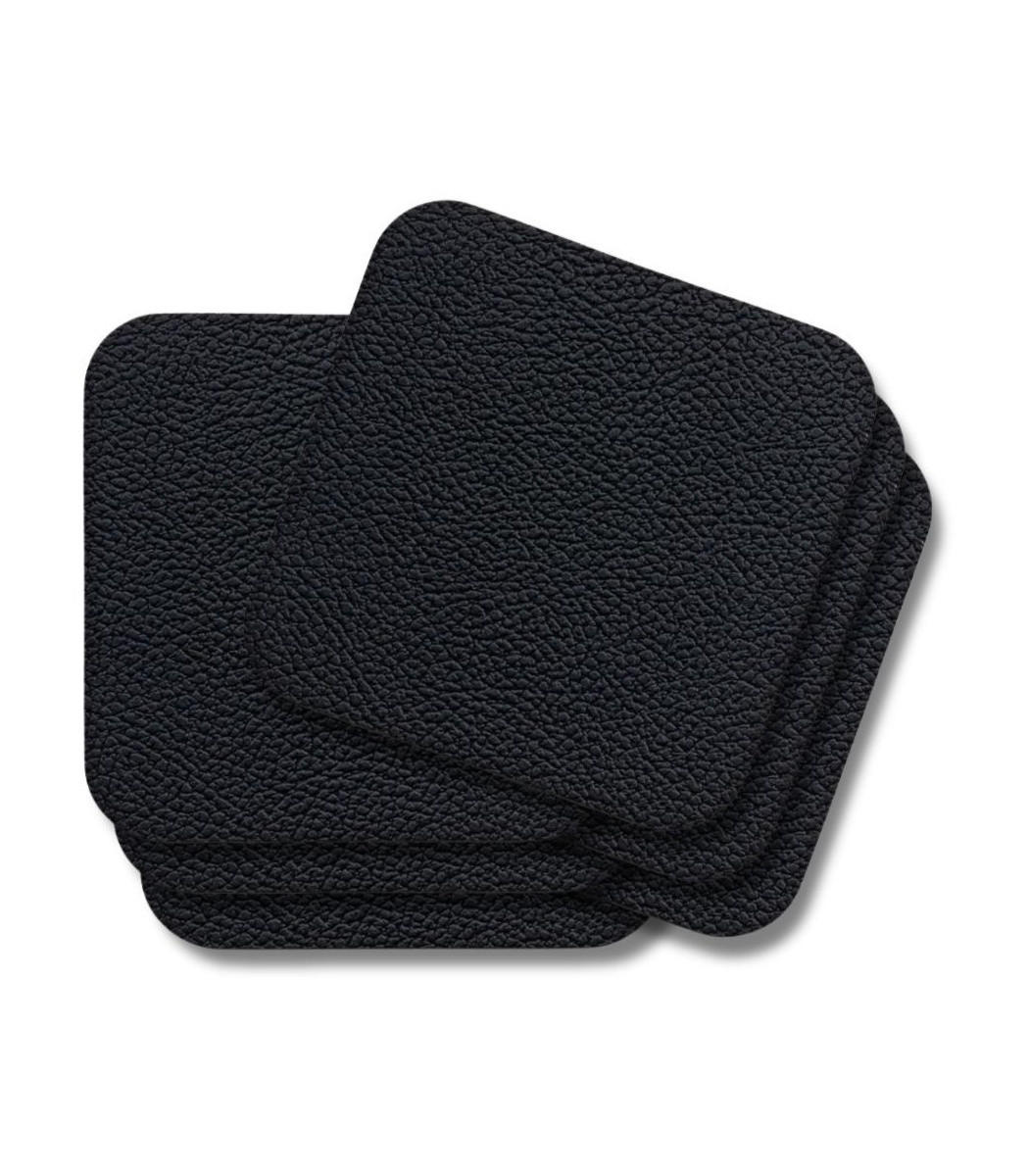UNTERSETZER - Veganes Leder - Schwarz - 10 x 10 cm - 6 Stück - Schwarz, Kunststoff (10/10cm) - Cookinglife